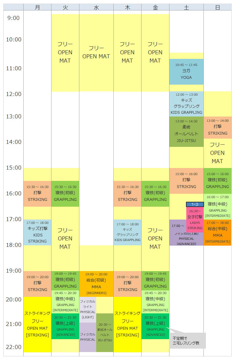 クラススケジュール